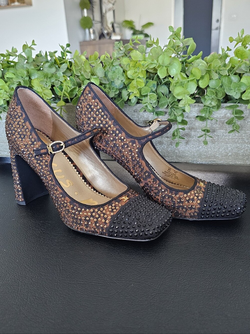 Sam Edelman Leopard-Print Studded Embelished Heels Shoes Women's Sz 9 NWOB